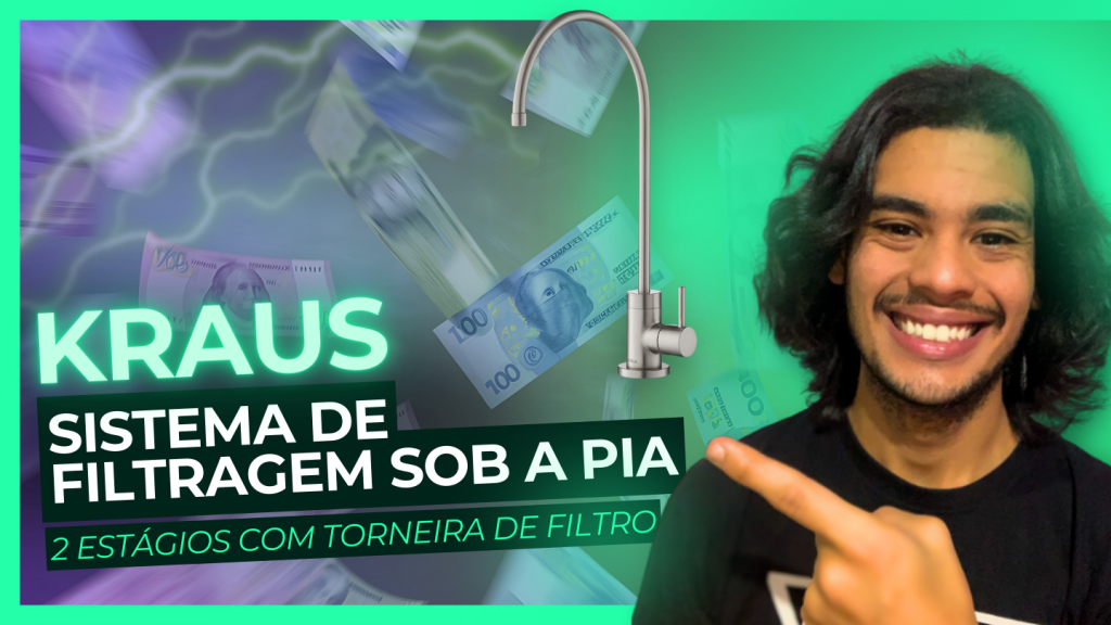 KRAUS Purita Sistema de filtragem sob a pia de 2 estágios com torneira de filtro de água potável de alça única em aço inoxidável sem manchas